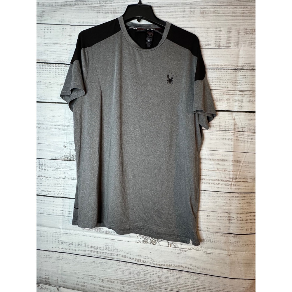 Spyder Active Mens XL ProWeb Performance T-Shirt Gray Black Colorblock SPM205U